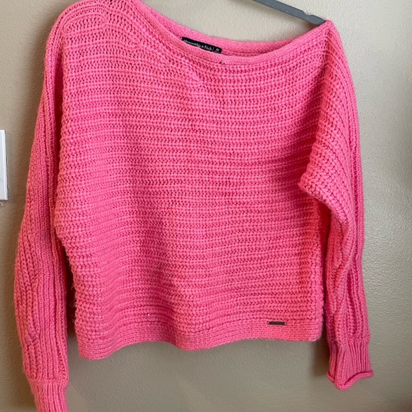 Abercrombie & Fitch Sweaters - A&F Hot Pink Knitted Off-the-shoulder Sweater